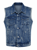 Vintage Distressed Denim Vest