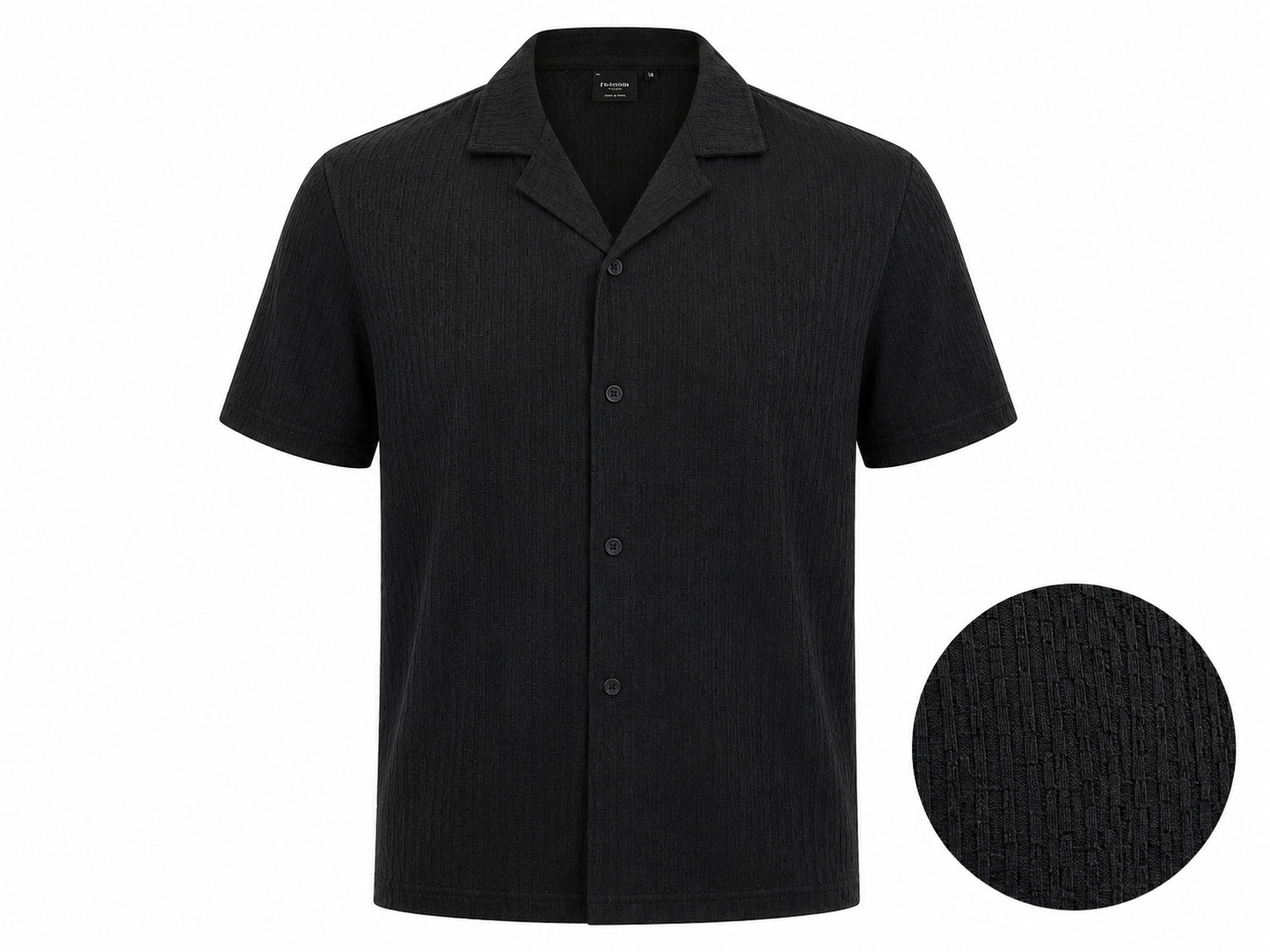 Men's Textured Resort Collar Short Sleeve Shirt